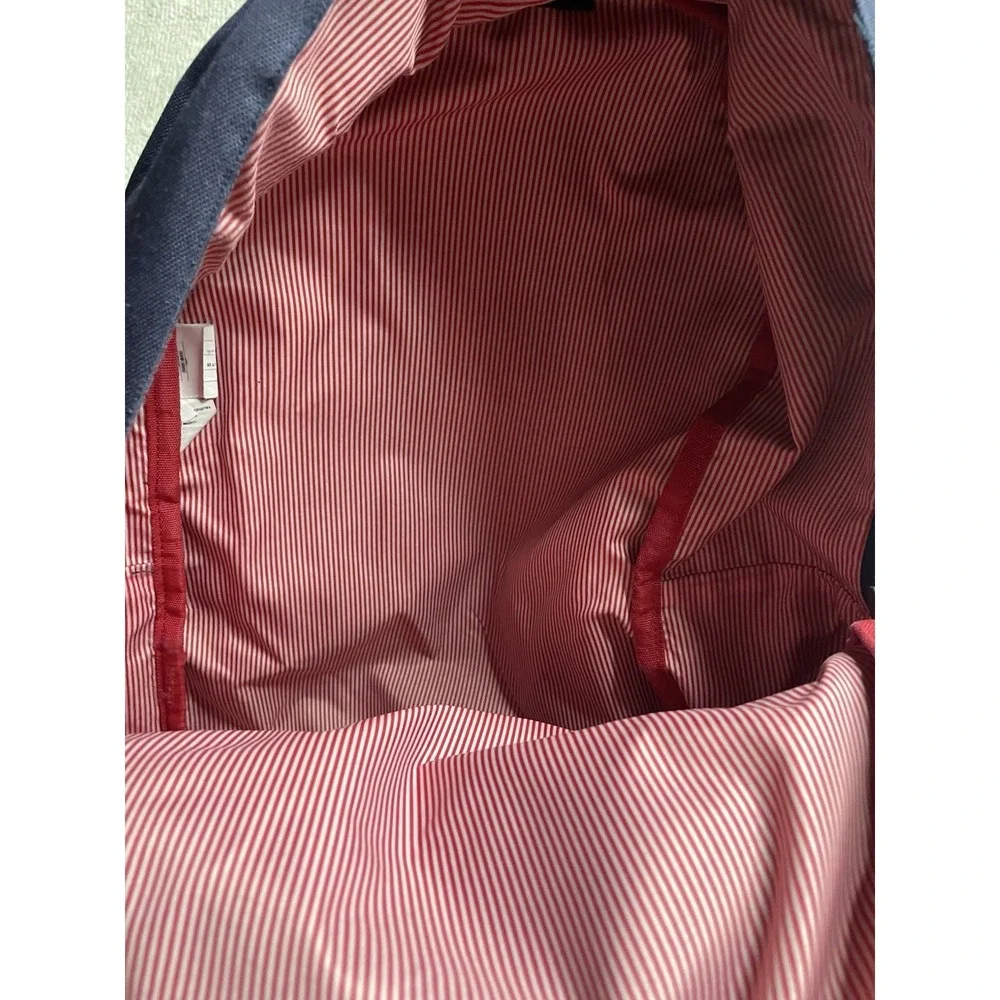 Herschel Navy Blue Backpack Zip Closure Red/White Striped Lining Pockets